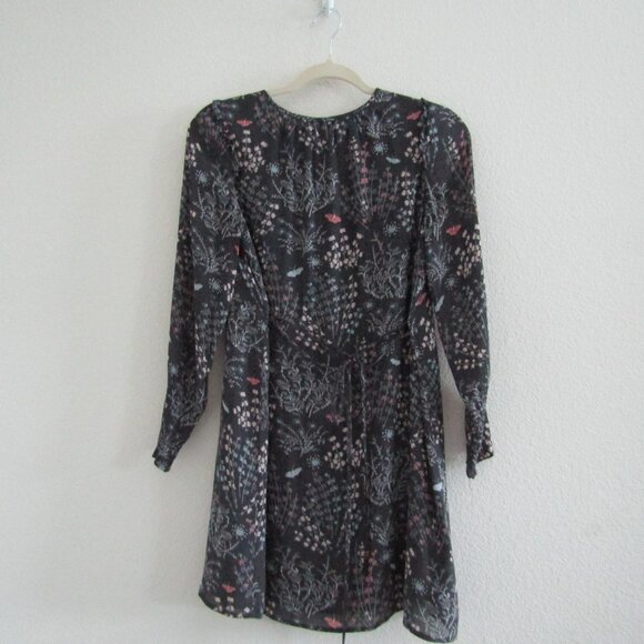 Loft Tunic Dress XS Petite Gray Floral Romantic Boho Casual Fall - Picture 6 of 11